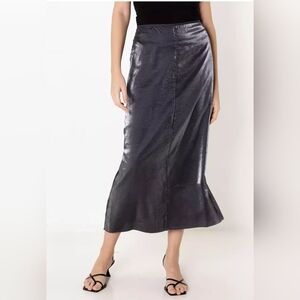 Elegant Silver Midi Skirt